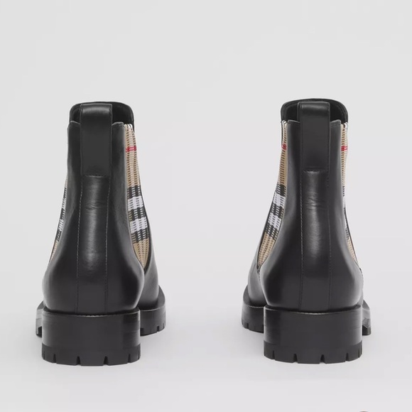 Burberry Vintage Check Detail Leather Chelsea Boots - Picture 3 of 8